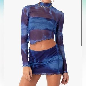 NWOT Y2K Mesh Mini Skirt and Top Set